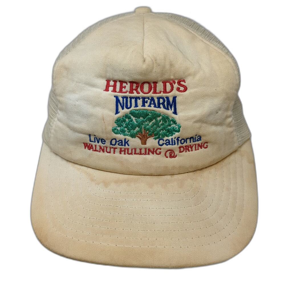 Designer Award Trucker Hat Beige One Size Herold's Nut Farm California Mesh Hat